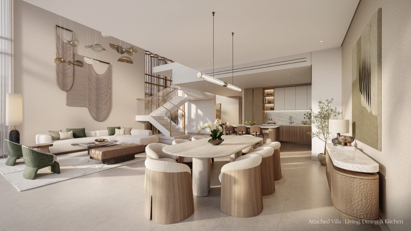 Attached villa · living & kitchen — Bay Estate, Dubai Islands