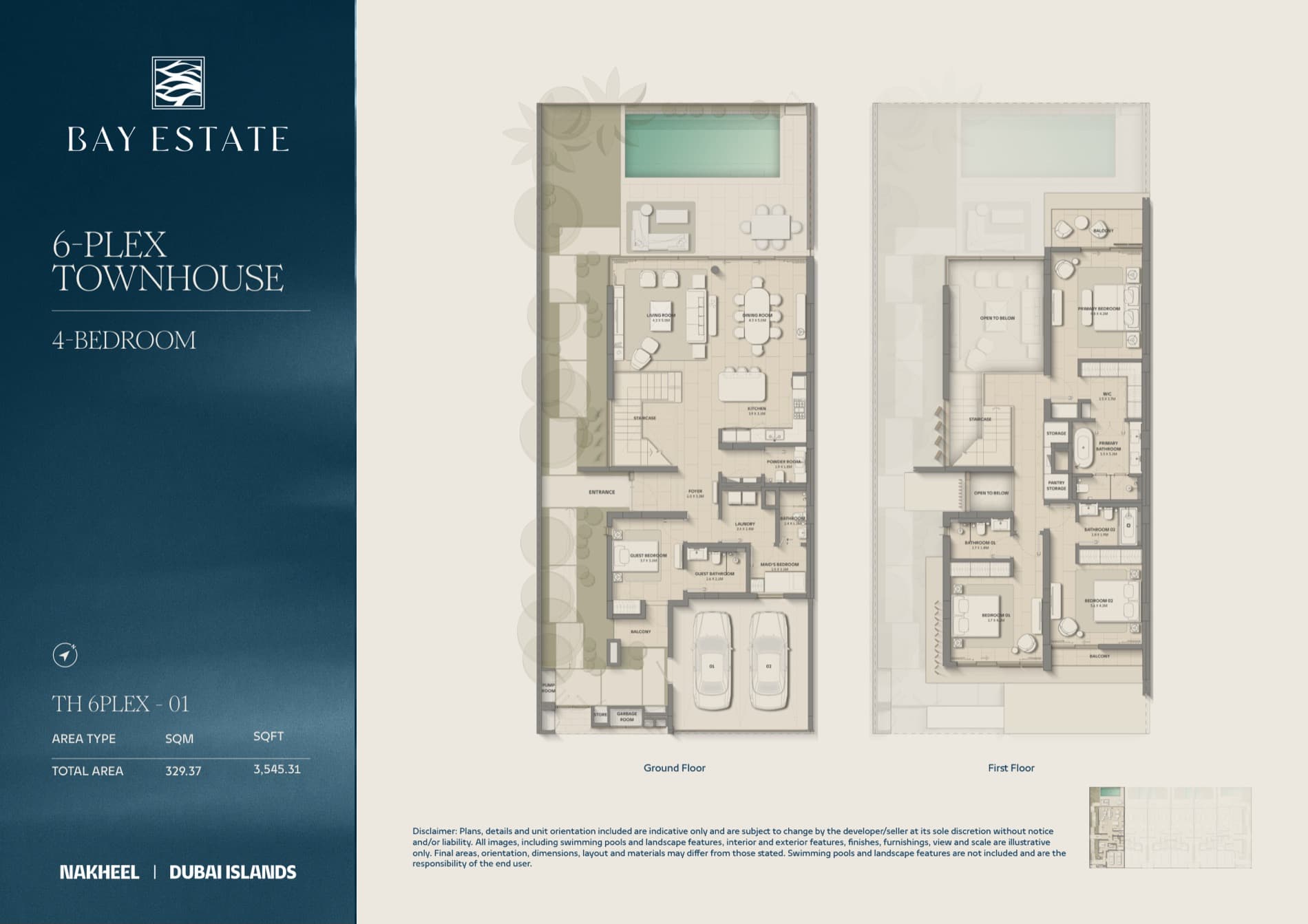 Bay Estate floor plan TH 6PLEX-01 — 4 bedroom, 3,545.31 sqft