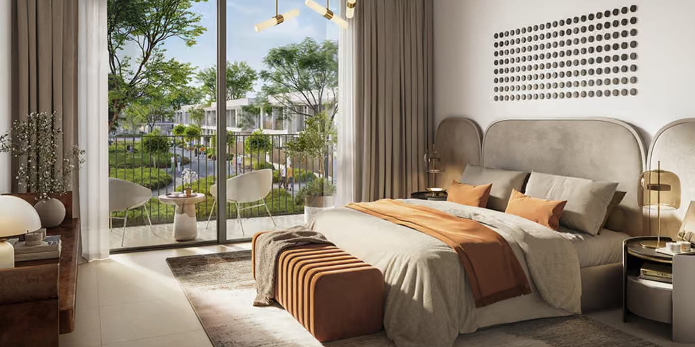 Alva at The Valley by Emaar — Principal bedroom over the green street