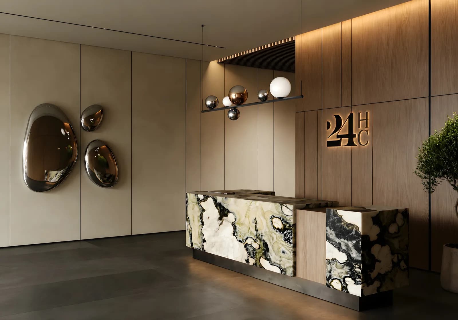 The reception desk at 24 HC