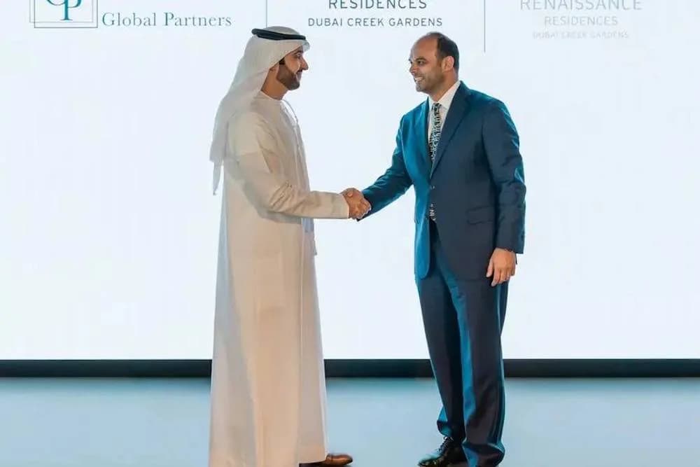 Global Partners and Marriott International announcing the Westin and Renaissance residences at Dubai Creek Gardens