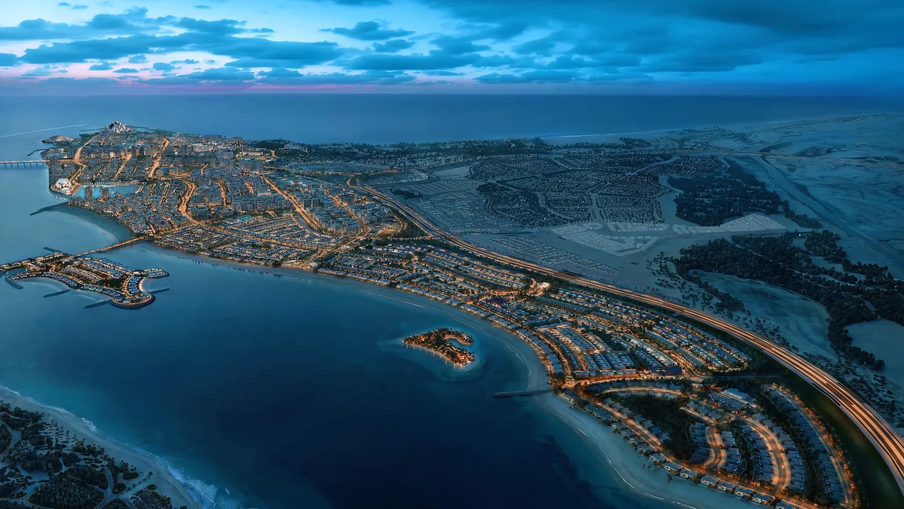 Marsa Al Saadiyat — the masterplan seen from the air across Saadiyat Island
