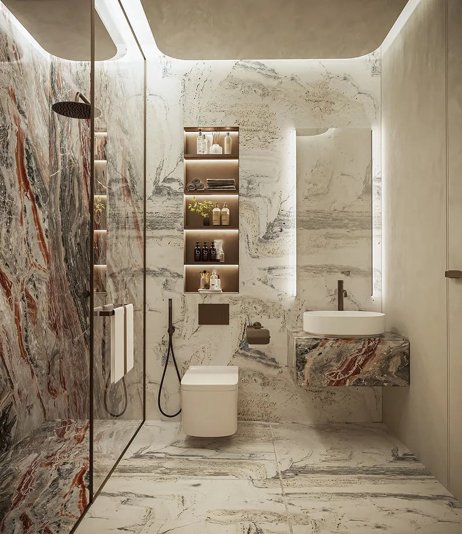 Marble bathroom at Peace Avenue