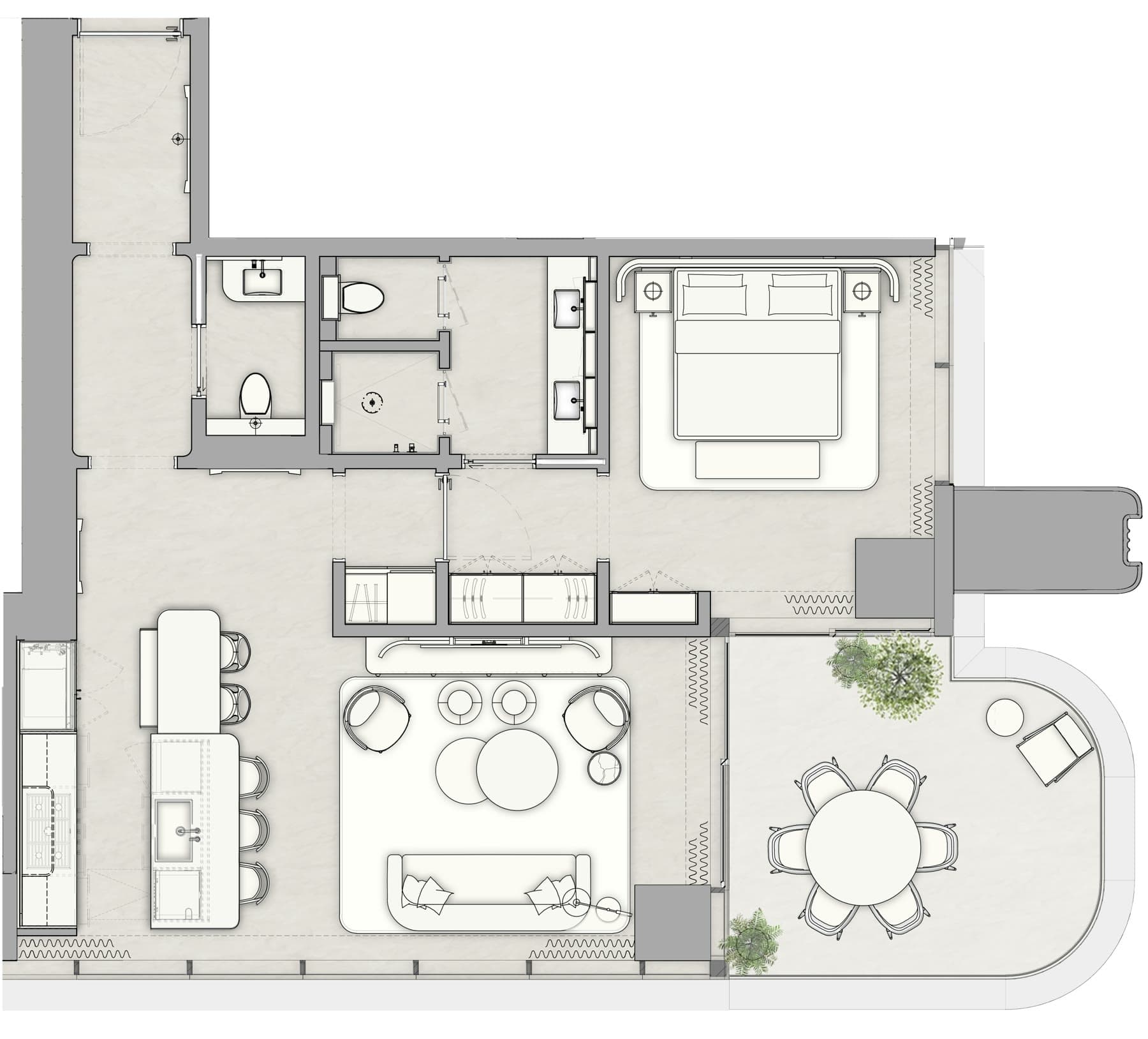 1 Bed A — Plan floor plan, The Ritz-Carlton Residences, Al Maryah Island