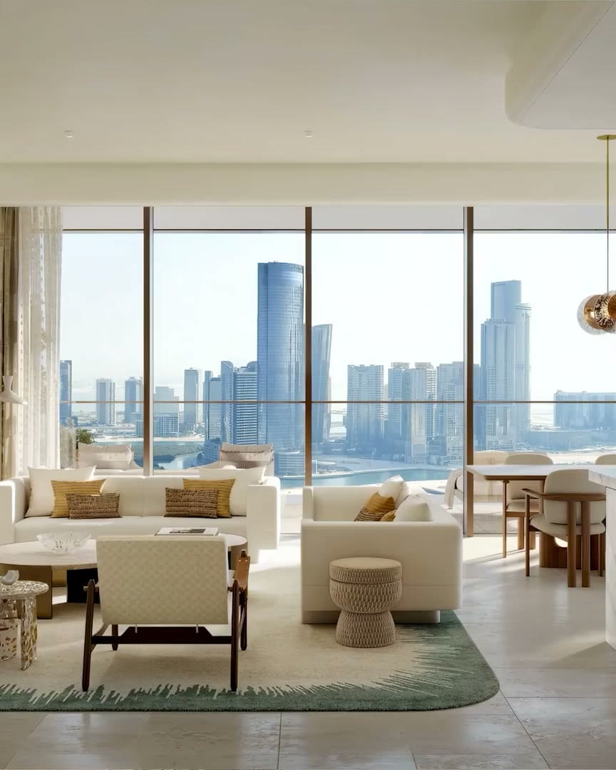 Inside a residence — living room, bedroom and bathroom