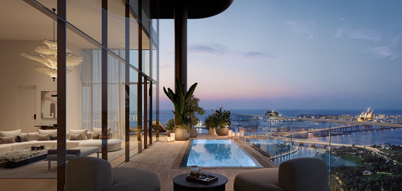 Evening on a terrace above the water
