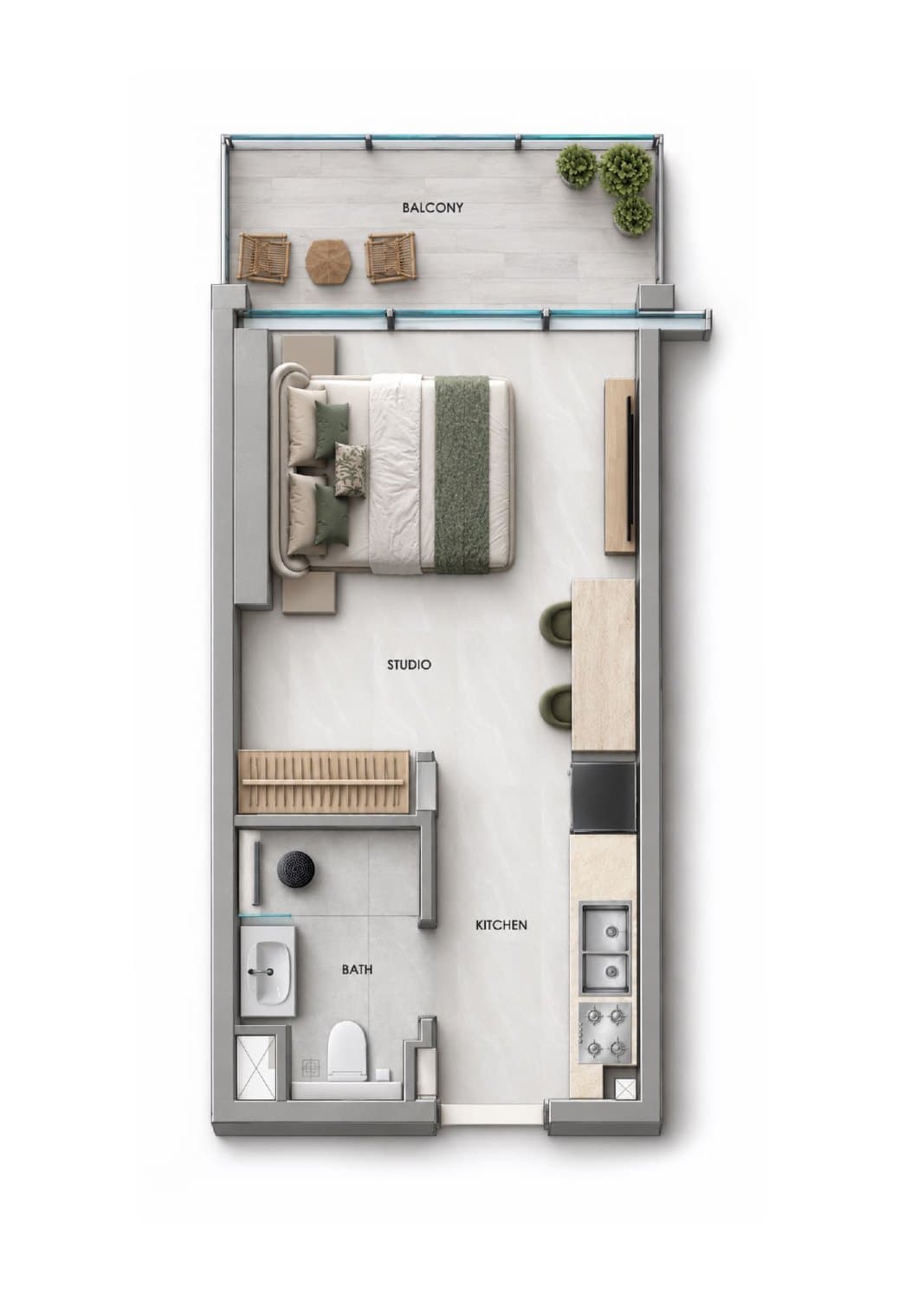 Studio · Type 1 floor plan, SAMANA Downtown One