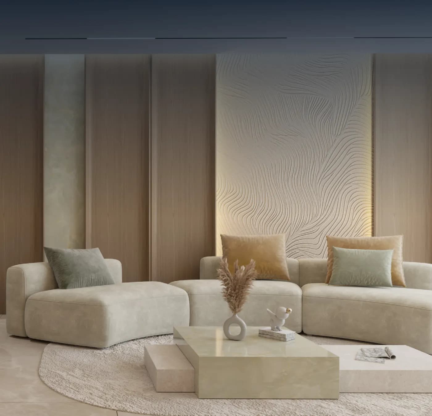 Living and dining room inside a Samana Portside residence