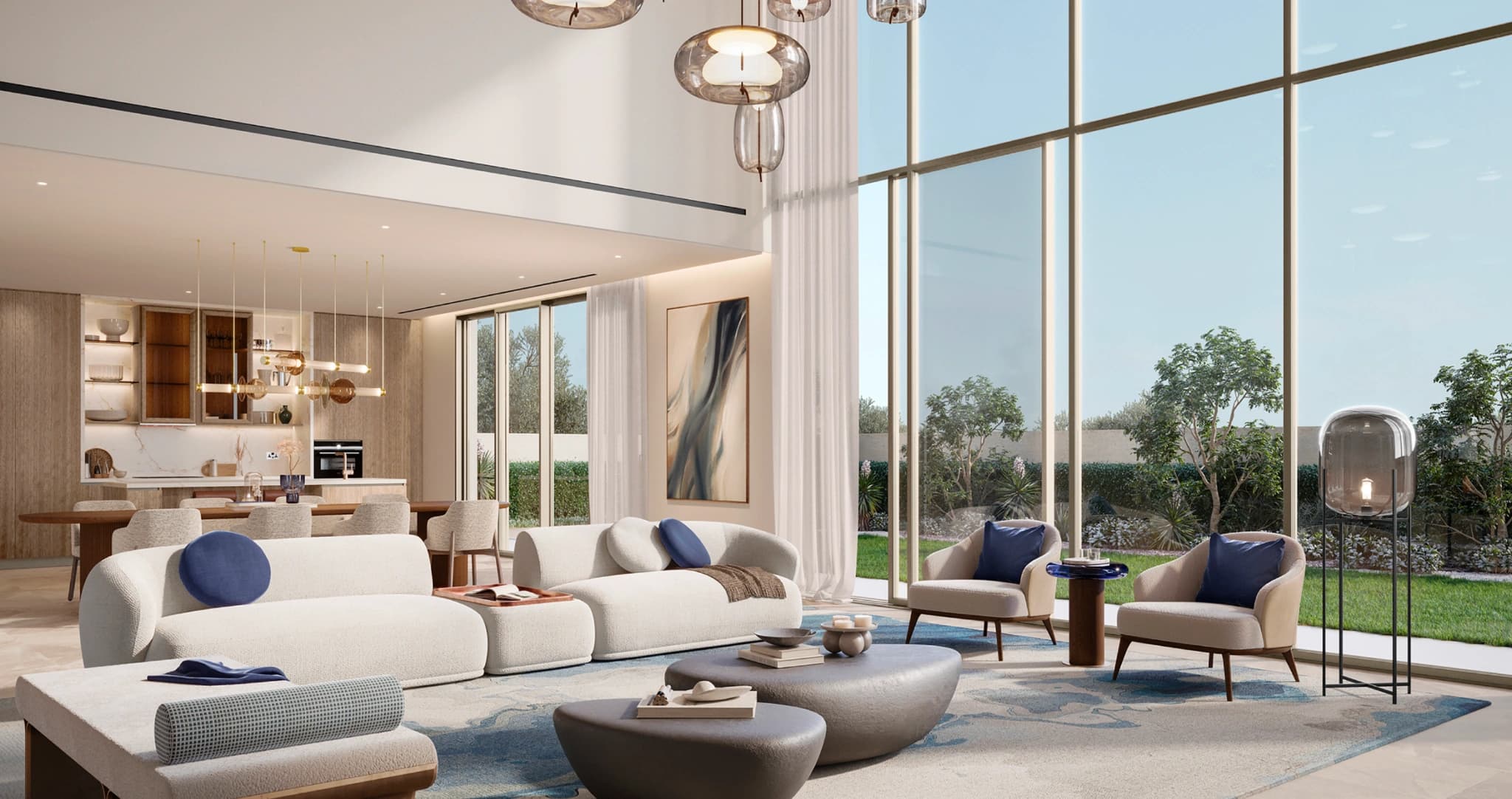 Inside a Talay villa — Open-plan living, opening to the garden